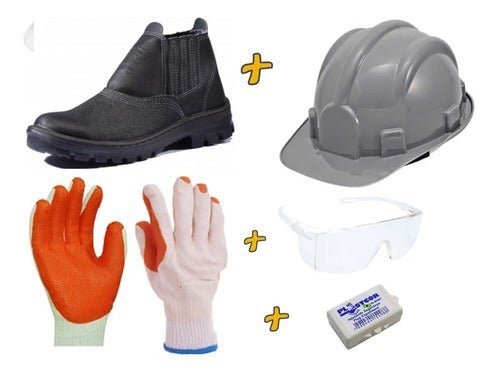 Kit Epi Obra Luva Capacete Óculos Protetor Auditivo Botina:41/Cinza - 1