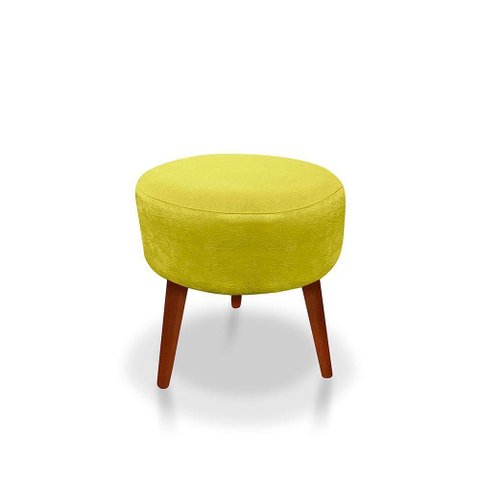 Puff Redondo Decorativo Panqueta de Apoiar Os Pés Suede Amarelo
