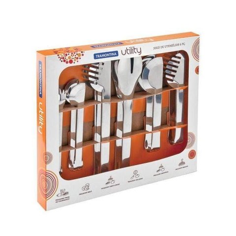 Jogo de Utensílios Aço Inox Tramontina Utility 6 Peças Tramontina