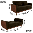 Ver imagem 3 de Sofa Cama 2 Lugares 203 Cm Veludo Maserati Marrom Corino Whisk Milani Store