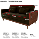 Ver imagem 4 de Sofa Cama 2 Lugares 203 Cm Veludo Maserati Marrom Corino Whisk Milani Store