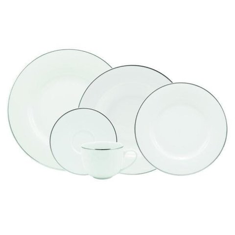 Serviço De Jantar E Chá Porcelana Com 30 Peças - Pomerode Filete De Prata Schmidt