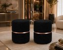Ver imagem 4 de Puff com Cinta no Meio Rose Gold, Cor Preto Boucle - Let Móveis