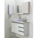 Ver imagem 4 de Balcão Banheiro Parma com Tampo, Cuba e Espelho - Mdf 80cm