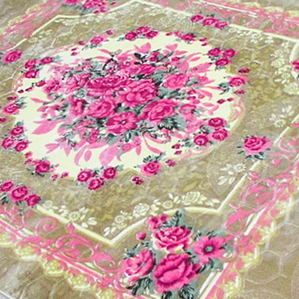 Tapete Aveludado 3D Estampado Florbella Bege - 2,00Mx2,50M - 2