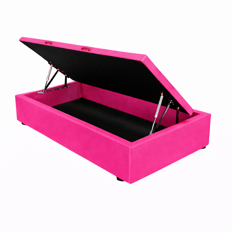 Base de Cama Box Baú Helena Solteiro 88 X 188 Cm Suede Rosa Pink Eli Móveis e Decoração