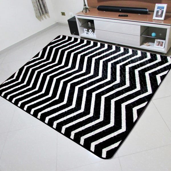 Tapete Sala Veludo 3D Modern Turquia Preto 2,00Mx2,50M - 1