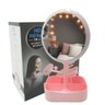 Espelho LED Maquiagem Rosa Porta Joias 3 Intensidades Luz - 1