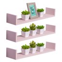 Ver imagem 1 de Kit 3 Prateleiras U 100 X 10cm Rosa Claro Suporte Invisível