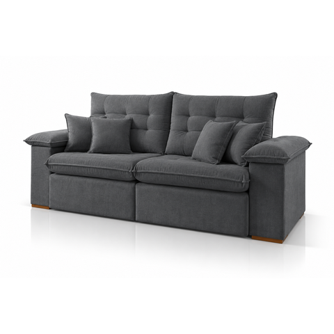 Sofá Retrátil e Reclinável Itália - Conforto Soft D28 com 20cm de Espuma:Veludo Grafite/2,30
