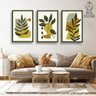CONJUNTO KIT 3 QUADROS DECORATIVOS QUARTO SALA ABSTRATO FOLHAGEM ORGÂNICO - 1