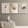 Conjunto Kit 3 Quadros Decorativos Quarto Sala Floral Bege Paradise - 1