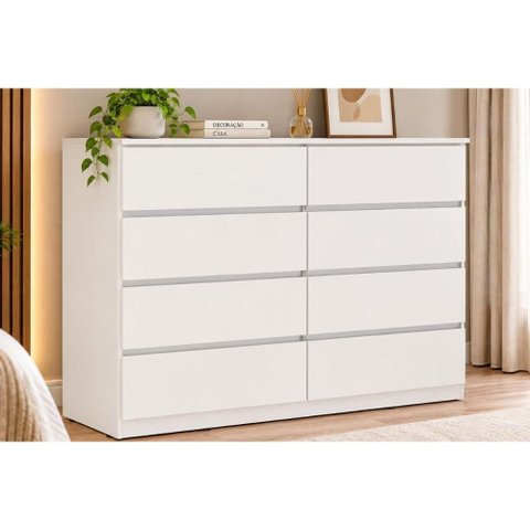 Cômoda Casal Sintra 8 Gavetas Branco Demóbile