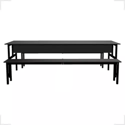 Conjunto Mesa Refeitório 6 Lugares com Banco Separado Copa:preto - 2