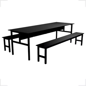 Conjunto Mesa Refeitório 6 Lugares com Banco Separado Copa:preto