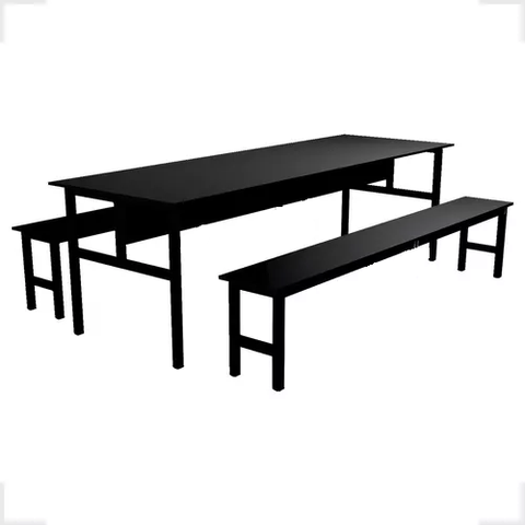 Conjunto Mesa Refeitório 6 Lugares com Banco Separado Copa:preto
