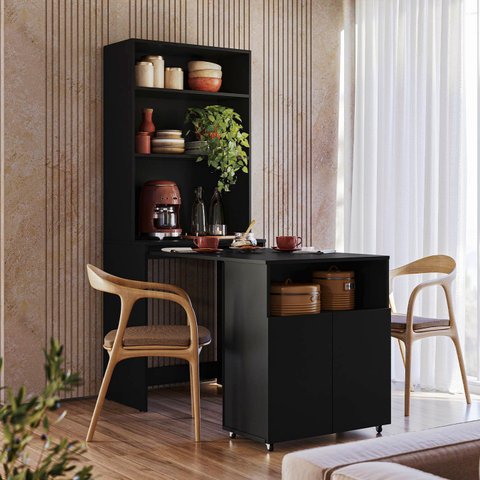 Mesa Bancada Gourmet para Cozinha Salt Preto Z06 - Mpozenato