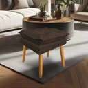 Ver imagem 1 de Puff Decorativo Opala Suede Marrom Pés Palito Sky Mobile