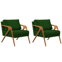 Ver imagem 1 de Kit 2 Poltronas Sala de Estar Madeira Maciça Cerejeira Monique Assento Veludo Verde