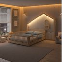 Ver imagem 2 de Cama Montessoriana Wave Casal e Moldura com LED New Garden Casatema MadeiraOriginals Marrom/Branco