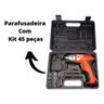 Parafusadeira Furadeira S/Fio Maleta 45PCS 4041 - Exbom - 2