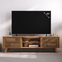 Ver imagem 5 de Rack Tv 75 Ripado Bancada Madeira Sala 2 Portas Madeirado Rian Idimex