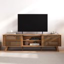 Ver imagem 1 de Rack Tv 75 Ripado Bancada Madeira Sala 2 Portas Madeirado Rian Idimex