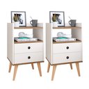 Ver imagem 1 de Jogo 2 Mesa de Cabeceira Kit Mesinha Canto Quarto Lateral Cama 2 Gavetas Organizadoras Retrô Quarto