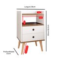 Ver imagem 5 de Jogo 2 Mesa de Cabeceira Kit Mesinha Canto Quarto Lateral Cama 2 Gavetas Organizadoras Retrô Quarto