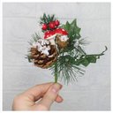 Ver imagem 2 de Kit 6 Ramos Cogumelo Decoração Natal Artificial com Detalhes Branco 17cm