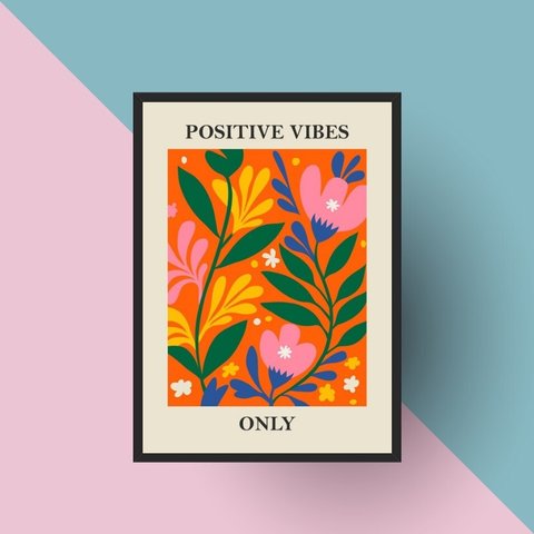 Quadro Matisse Positive Vibes 24x18cm - com Vidro:moldura Branca