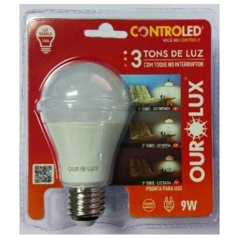 Lâmpada Controled 3 Tons de Luz 9W 6500K Luz Branco - Ourolux