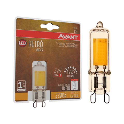 Lâmpada Led Avant Luxpin Retrô G9 2W 127V 2200K Âmbar