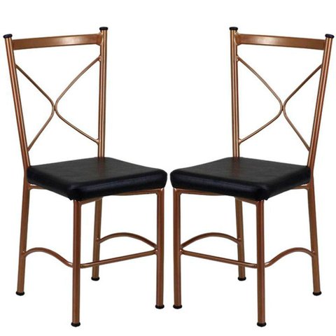 2 Cadeira Buffet em Alumínio para Cozinha, Restaurante, Bronze com Preto