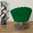 Ver imagem 1 de Poltrona Estofada Decorativa 1 Lugar Base Giratória de Metal Pétala Suede Verde - LM DECOR