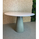Ver imagem 3 de Mesa de Jantar Cone Redonda 80 Cm Base Cimento Queimado Tampo Laqueado Linn Shop Mesa de Jantar Cone