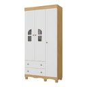 Ver imagem 2 de Guarda-roupa Infantil 92cm com Vidro 3 Portas e 2 Gavetas Aurora Multimóveis Mp4497 Madeirado/