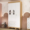 Ver imagem 1 de Guarda-roupa Infantil 92cm com Vidro 3 Portas e 2 Gavetas Aurora Multimóveis Mp4497 Madeirado/