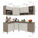 Ver imagem 5 de Armário de Cozinha Modulada Completa Fidelitá Paris 6 Peças 340cm 12 Portas 3 Gavetas com Tampo
