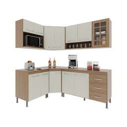 Cozinha Modulada Completa Fidelitá Paris 6 Peças 340cm 12 Portas 3 Gavetas com Tampo - 3