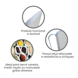 Concha Medidor para Cereais Ração Aço Galvanizado 2kg (2000g) - Gudim - 4