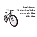Ver imagem 4 de Bicicleta Aro 26 Aero 21 Marchas Velox - Preto - Ello Cor:preto/rosa