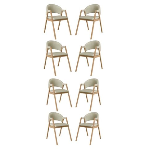 Kit 8 Cadeiras Mesa Jantar Suellen Versátil Reforçada Corino Cor:bege