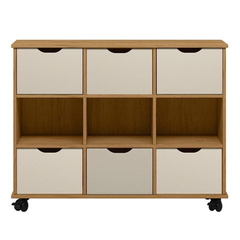 Nicho Organizador 6 Gavetas com Rodízios Freijó-off White - Qmovi