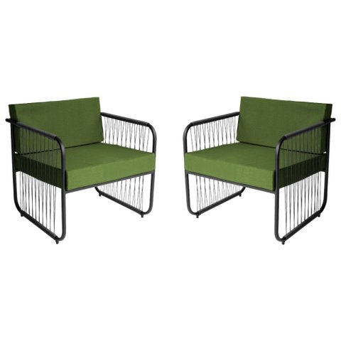 Conjunto 2 Poltronas para Sala de Estar Córdova em Aço Carbono e Fibra Sintética Acesse Móveis