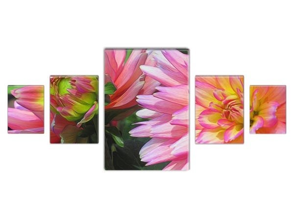 Conjunto quadros decorativos Classic Slim Flores 140x60cm - 1
