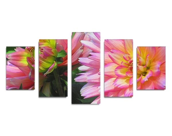 Conjunto de 5 quadros decorativos Flores 135x60cm - 1