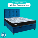 Ver imagem 4 de Conjunto Cama Box Bau Azul Casal + Colchão Molas Ensacadas Life Gold Paropas + Cabeceira
