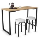 Ver imagem 3 de Conjunto Mesa de Cozinha Prattica Industrial 120cm com 2 Banquetas F02 Nature/Branco - Mpozenato
