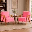 Ver imagem 1 de Kit 2 Poltronas Sala de Estar Maya Luxo Suede Rosa M3 - Monari Design